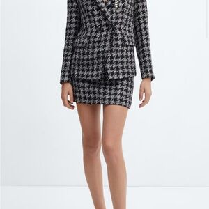 Mango Monochrome Houndstooth Mini Skirt